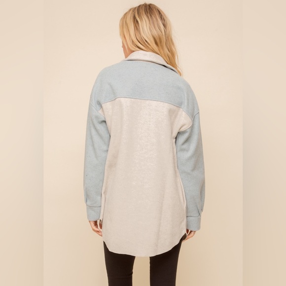 🆕Shacket Oversized Color block Blue & Gray S, M & L Available - Picture 2 of 2